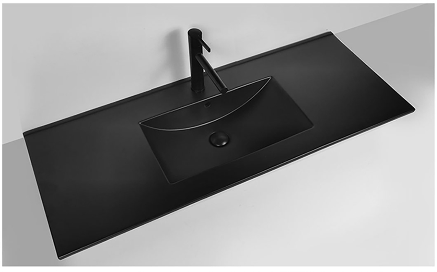 Thin Edge Matt Basin ទូដាក់បន្ទប់ទឹកសេរ៉ាមិចទាន់សម័យ Waschbecken Keramik Table Top Black Vanity Sink (2)