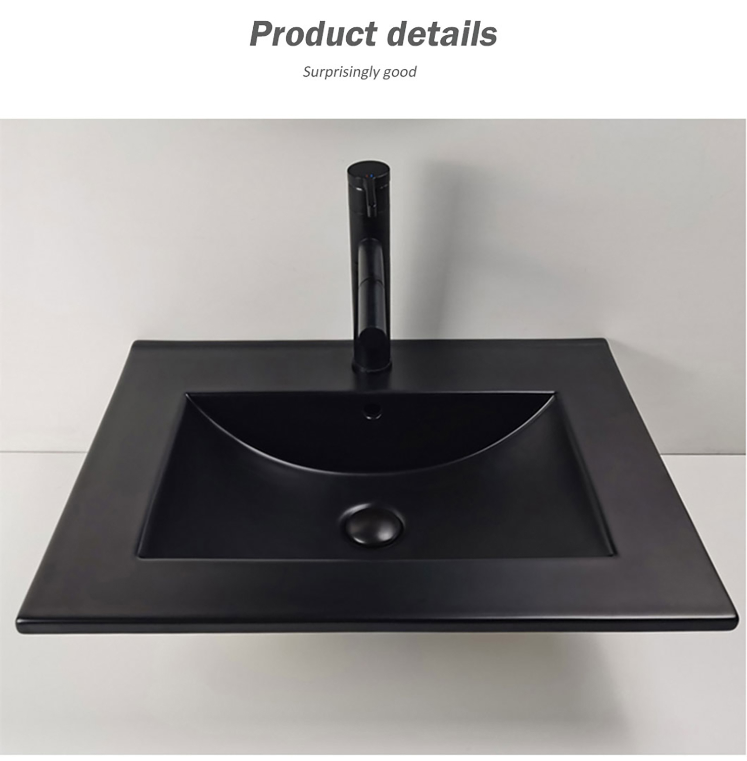 Tenik Edge Matt Basin Stylish Seramîk Seramîk Serşokê Serşokê Basin Waschbecken Keramik Table Top Black Vanity Sink (6)