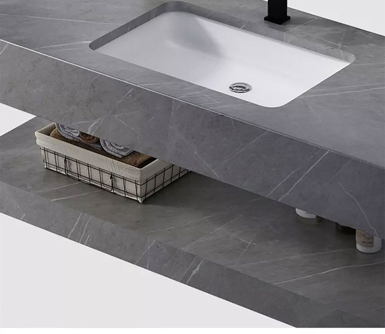 Vasque Marbre Noir Solid Surface Porcelain Sink Artificial Stone Cabinet Basin Bangon Hung Bathroom Vanity Sau biyu Rumi (8)