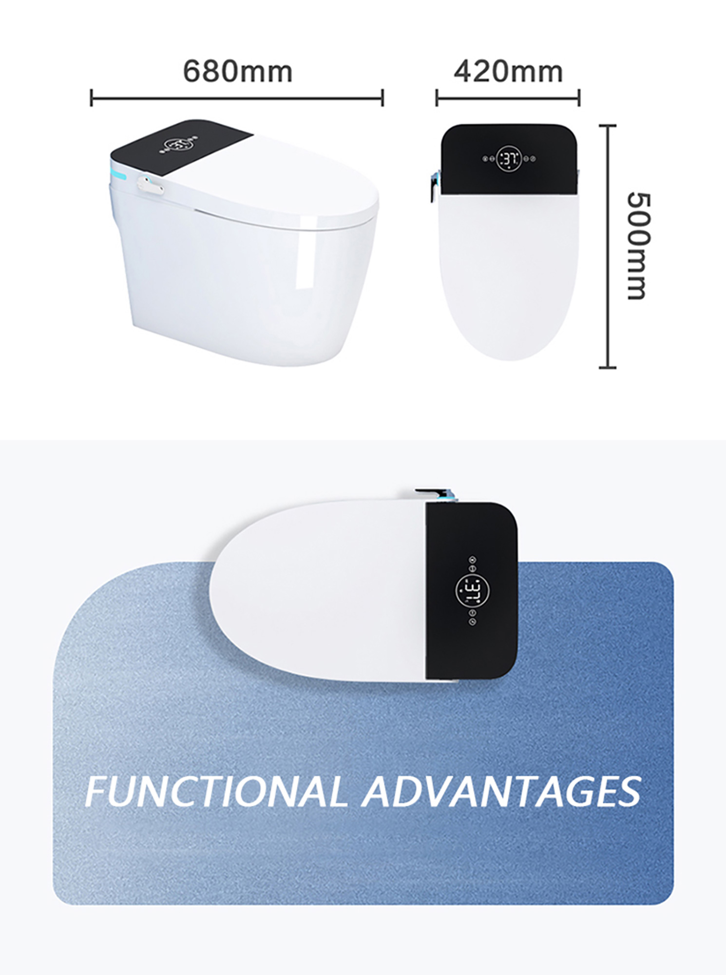 Automatic flush light sensor remote control heated inodoros smart toilet intelligent with warm seat (2)