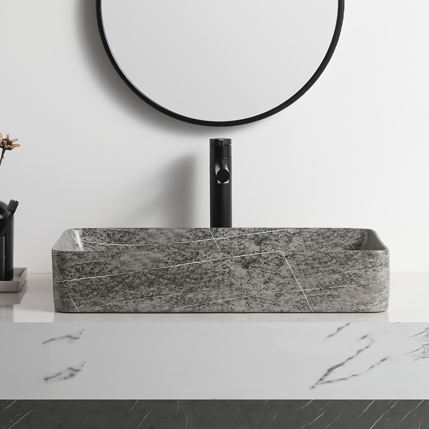 Elegant Black Bathroom Sink Decorative Lavabo salle bain Matt Ceramic Table Top Washbasin Marble Hotel Art Basins (12)