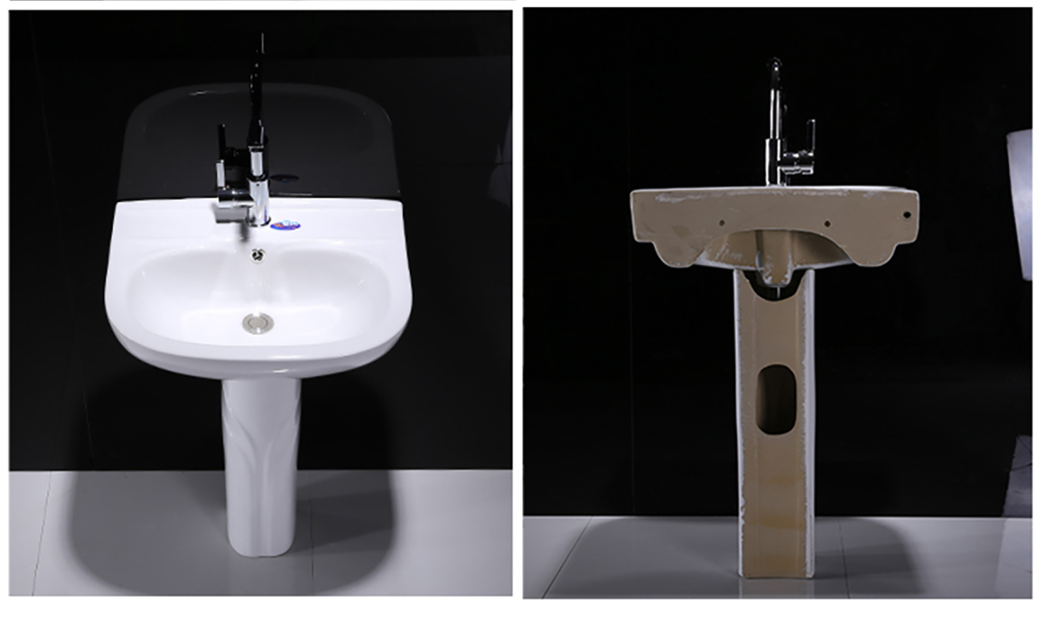 Hand Washing Alone Ceramic Washing Pedestal Artificial Stone Basin Sink Luxury Bathroom (2)