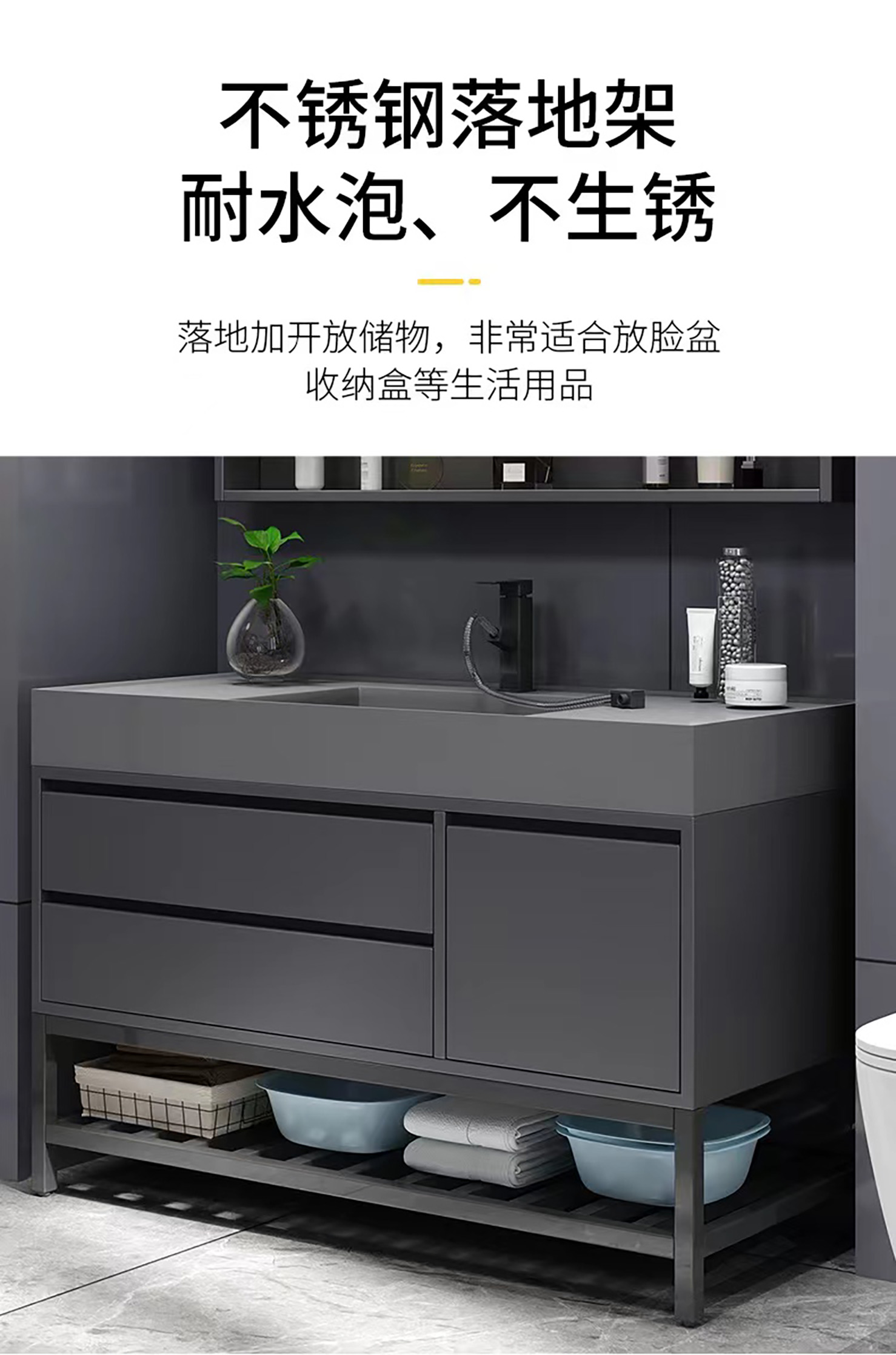 Large matte black wall-mounted bathroom cabinet 36 inches unique standing american bathroom vanity set (20)