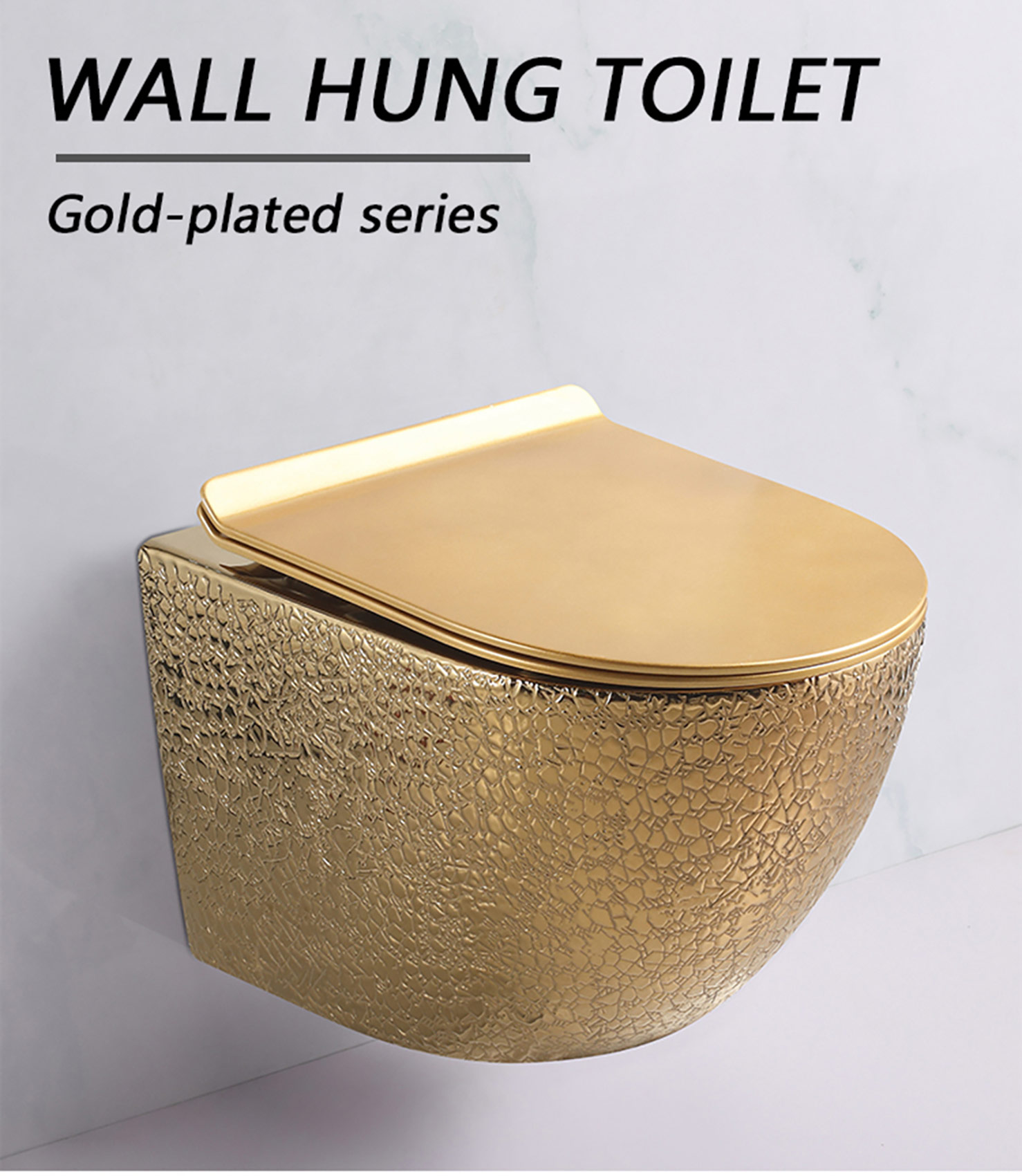 Luxury Gold Wall Hung Wc Bathroom Commode Floating Ceramic Wall Mounted Closestool Toilet  (1)