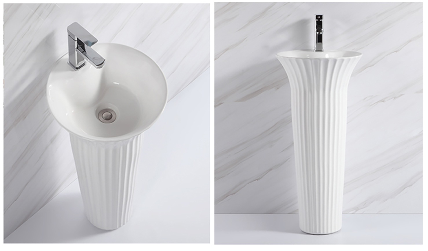 Modern Art Free Standing Ceramic Bathroom Sink Sanitary Wash Basin Keramik Waschbecken (4)